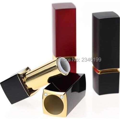 12.1mm Red Empty Lipstick Tube Black Magnetic Lip Balm Container Plastic Square Lip Rouge Filler Bottle Cosmetic Packaging 30pcs