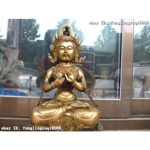 13"Chinese Buddhism Bronze Copper Guan Yin Kwan-yin Bodhisattva Buddha statue Discount 55