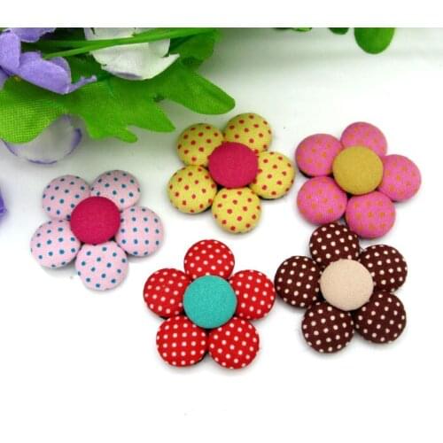 20Pcs Mixed Flower Cloth Fabric Covered Sewing Buttons Flatback Cabochon Scrapbooking Crafts Knopf Bouton Decor Diy Accessories