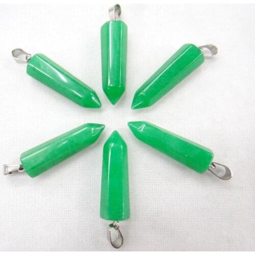 24PCS Natural stone white crystal Unakite white yellow jades Hexagonal Column Pendulum Pendant DIY Jewelry making