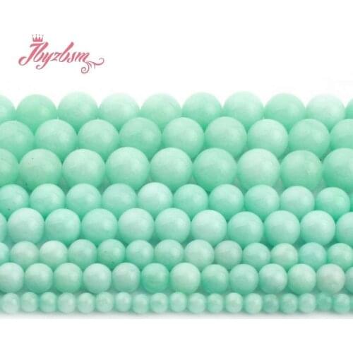 4-10mm Round Ball Green Amazonite Jades Beads Smooth Beads Stone for Women Fashion Necklace Bracelets Earring Jewelry Making 15"