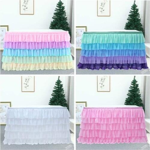 5 Layer Tulle Table Skirt Tutu Table Skirts Tableware Baby Shower Favors Banquet Wedding Home Party Supplies Birthday Decoration
