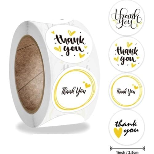 500pcs Paper Label Stickers Thank You Stickers Hand Made With Love Labels Round-Heart Business Stickers