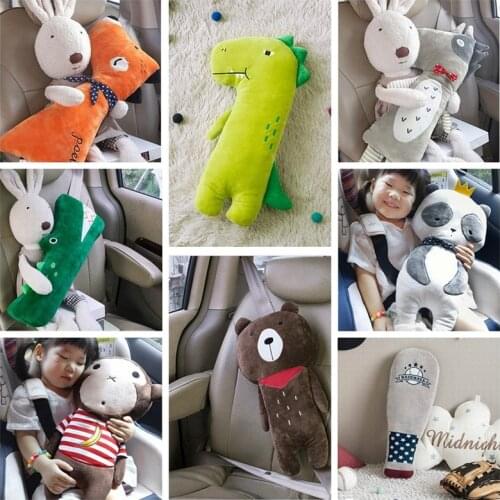 Car Seat Baby Belts Safety Pillow Universal Kids Seat Belts Shoulder Pad Cover for Children Super Soft Cartoon Animals Doll Toy