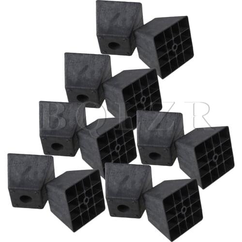 BQLZR 12PCS Black Plastic Trapezoid Couch Leg 98x98x80mm for Furniture Hardwre