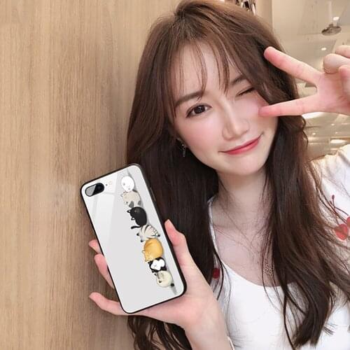 Orange cat Cute panda Cartoon cute Phone Case Tempered Glass For Samsung S20 Plus s6 S7 S8 S9 S10E Plus Note 8 9 10 Plus A7 2018