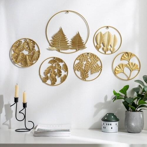 Nordic Home Decoration Metal Wall Decoration Ginkgo Leaf Iron Wall Decor Hotel Living Room Sofa Background Wall Hanging
