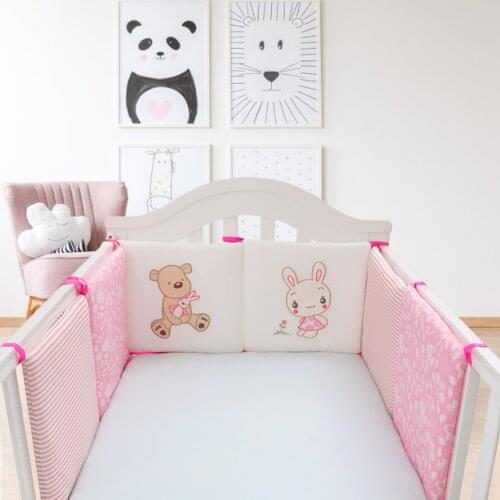 6 Pcs/Set Childrens Cot Bumper Baby Head Protector Baby Bed Protection Bumper Cotton Cot Baby Thicken Bumpers In the Crib