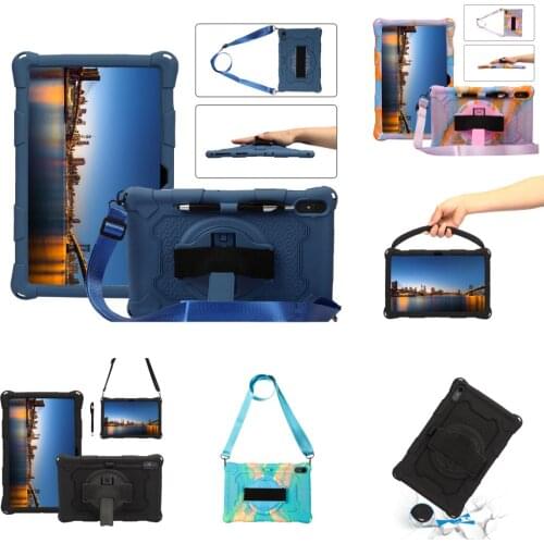 Kids Shockproof Soft Protective Kickstand Silicone Case for Lenovo Tab P11 TB-J606F 11 Inch Ultra-thin Tablet Cover with Strap