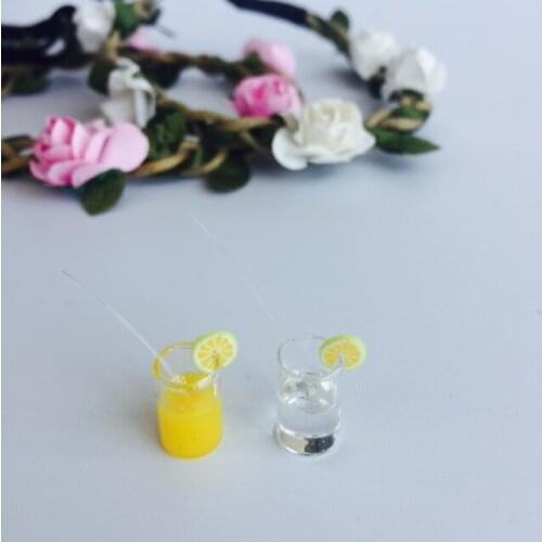 Home Life Scene Figurines House Kitchen Accessories 2pcs/set 1:12 Dollhouse Miniature Mini Fruit Juice Lemon Water Glass Doll