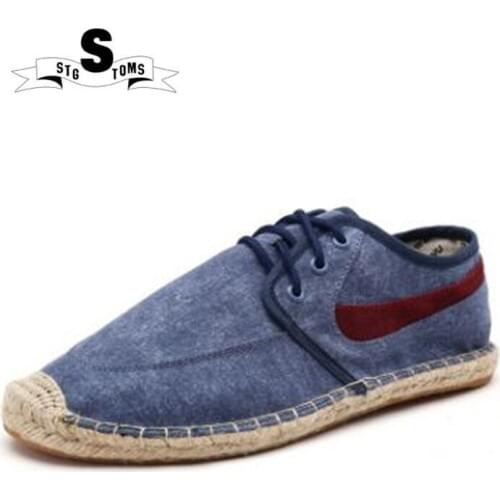 Canvas Espadrilles Men Moccasins Male Flats Sneaker Shoes Patchwork Suede weave Rope Comfortable Flats Shoes Loafers Footwear