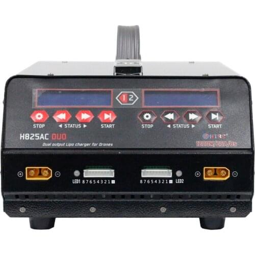 HTRC 1200W Dual Port Battery Drone Balance Charger High Power H825AC DUO 25A 1-8s Lipo/Lihv For Rc Agricultural Spraying UAV