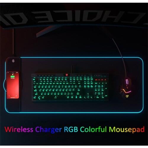 Wireless Charging Mouse Pad Gamer Mousepad Oversized RGB Luminous Desk Mat Computer Laptop Keyboard Non-slip Glowing LED Cushion