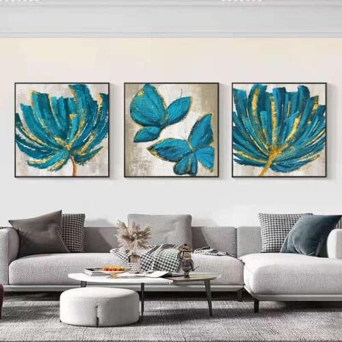 Butterfly Flower Oil Painting Living Room Decoration Painting Modern Dining Room Bedroom Gold Foil Hand-Painted Mural