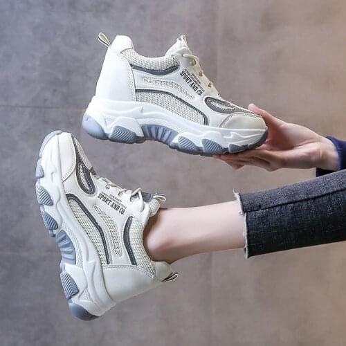 Women Chunky Classic Sneakers Womens Fashion Inside high Comfortable Shoes Female Lace Up Vulcanize Casual Platform Daddy shoes