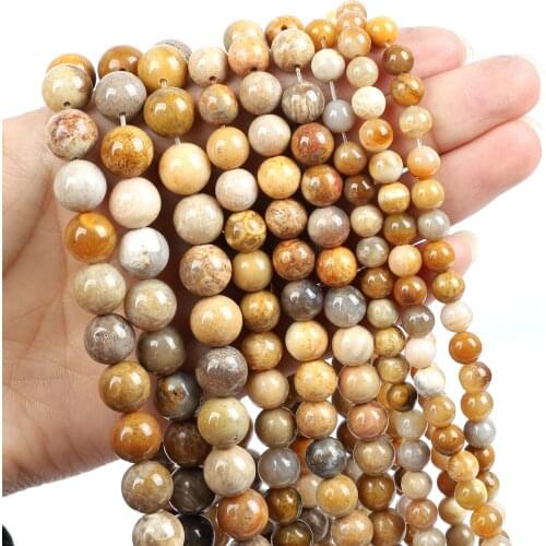 Natural Stone Coral Jade Charm Round Loose Beads For Jewelry Making Needlework Bracelet Diy Strand 4-12MM