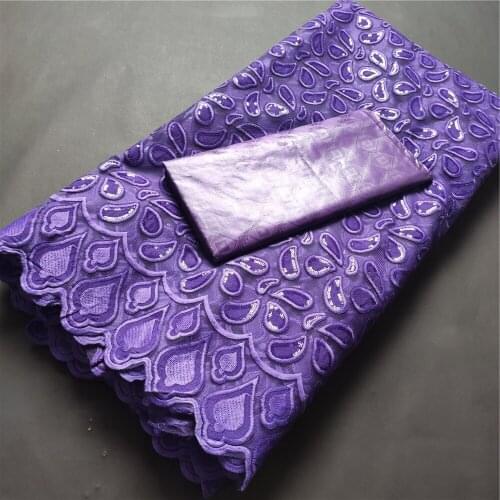 Latest 2021 High Quality African Lace Fabric Embroidery Swiss French Tulle Cotton Wedding Party Dress Guipure Sequins 5Yards