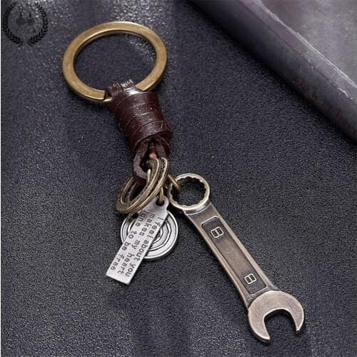 2020 Hot sale new useful alloy spanner keychain Fashion wrench antique golden key ring chain creative keyfob tools wholesale