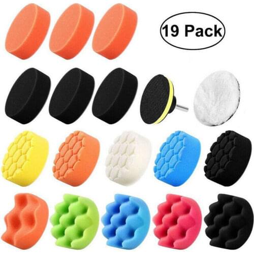 19pcs 100mm/4 Gross Buffer Compound Waxing Polishing Wheel Tool Sponge Pad Drill Adapter Kit Set for Auto Car Polisher
