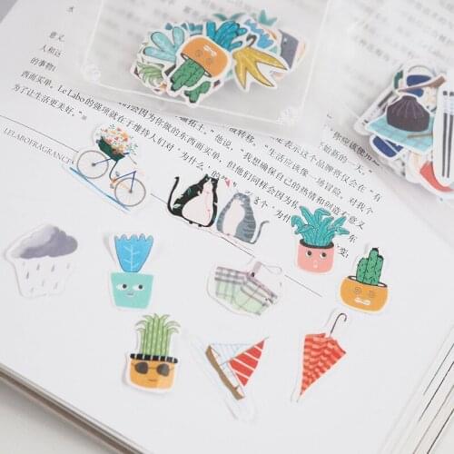 1pcs flower cat sticker rainy day sticker life small note sticker emoticon pack 1 sticker emoticon pack 2 sticker