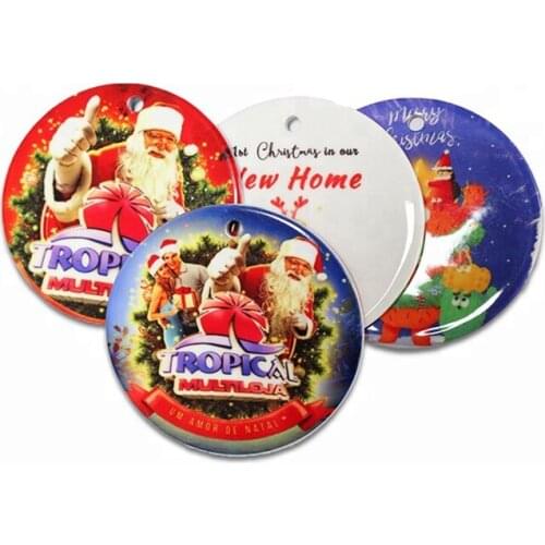 Wholesale Blank Sublimation Ceramic Pendants Creative Christmas Ornaments DIY Heat Transfer Printing Xmas Tree Round Pendant