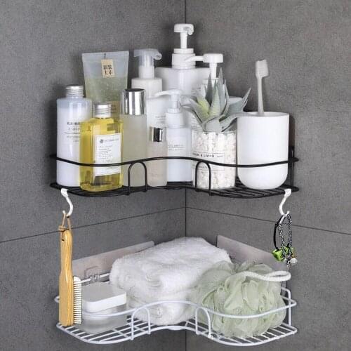 Bathroom Shelf Shower Corner Wall Mount Shampoo Storage Holder with Suction Cup No Drilling Kitchen Storage Bathroom Accessories