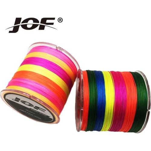 JOF 100% PE Strong 4 Strands Carp Fishing Line 100m Multiple Colors Braide Wire 8-100LB Fly Line for Ocean Boat Fishing