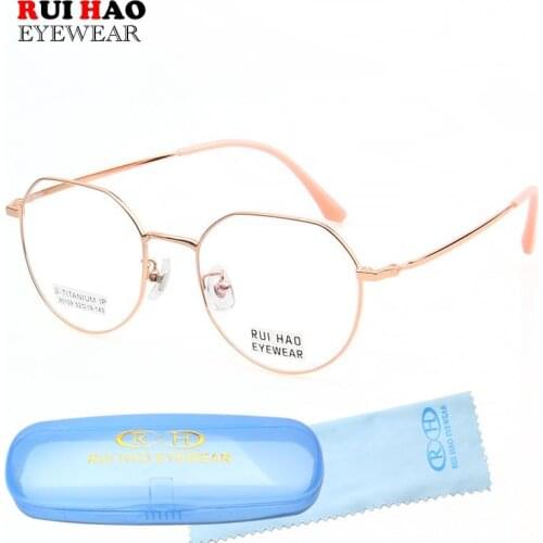 Rui Hao Eyewear Polygon Eyeglasses Frame Unisex Glasses Titanium Eyeglasses Optical Spectacles 95109