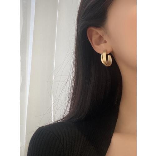 S925 needle Trendy Jewerly Hoop Earrings Hot Selling Metal Alloy Cross Matte Golden Plating Fashion Women Earrings Party Gifts