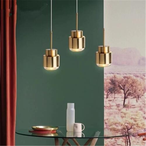 Nordic Gold Crystal Pendant Light Creative Bedroom Bedside Led Lamp Restaurant Study Bar Corridor Single Head Light Fixtures