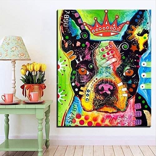 Modern Poster Print On Canvas Home Decor Boston Terrier Oil Paintings Modern Art Wall Decor