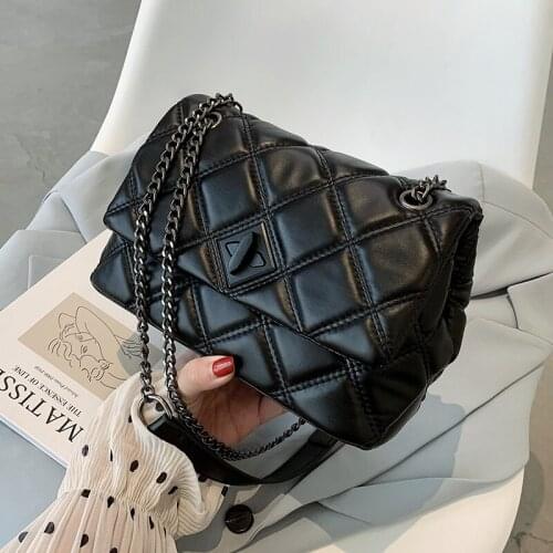 Embroidery Thread Small Pu Leather Crossbody Bags For Women 2021 Chain Branded Trending Handbags