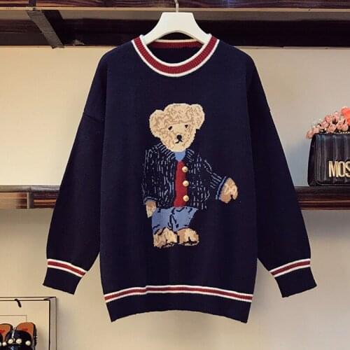 Argyle Sweater Thick O Neck Sweater Womens Pullover Outerwear 2021 Autumn and Winter New Bottoming Pull Jumpers Femme