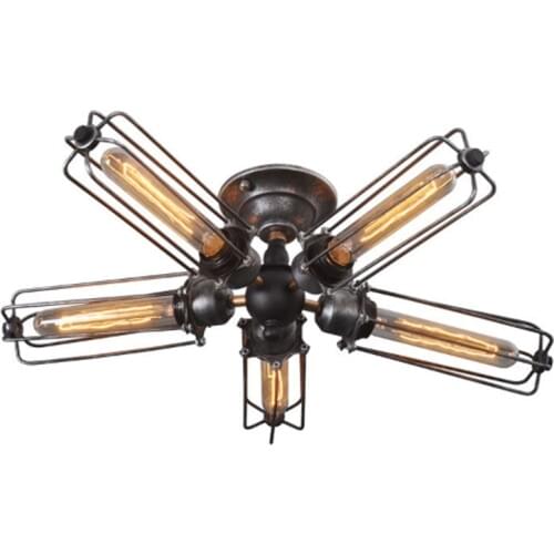 Vintage Industrial Barn Metal Cage Ceiling Lamp Flush Mount Steampunk Edison Hanging Light Mini Art Chandelier 110V/220V/230V