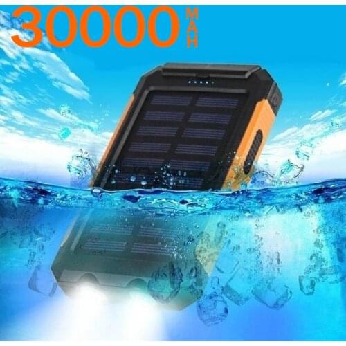 30000mAh Solar Power Bank Portable Charging with SOS LED Light Travel External Battery for Xiaomi Iphone Samsung