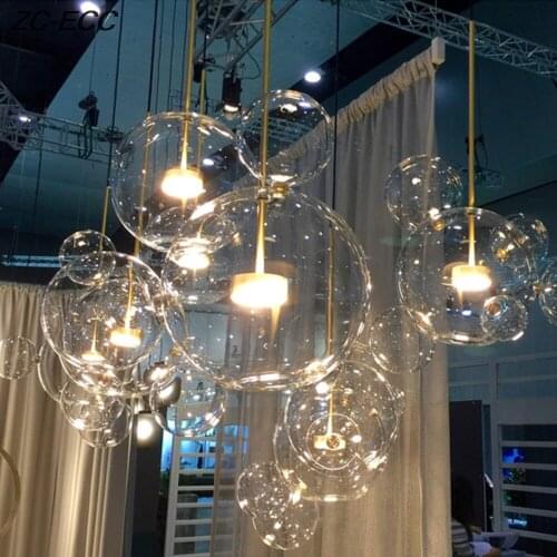 ZC-ECC Living room Chandelier Light Creative Clear Glass Bubble LED Chandelier for Dinging room Lighting Fixture Free Shipping