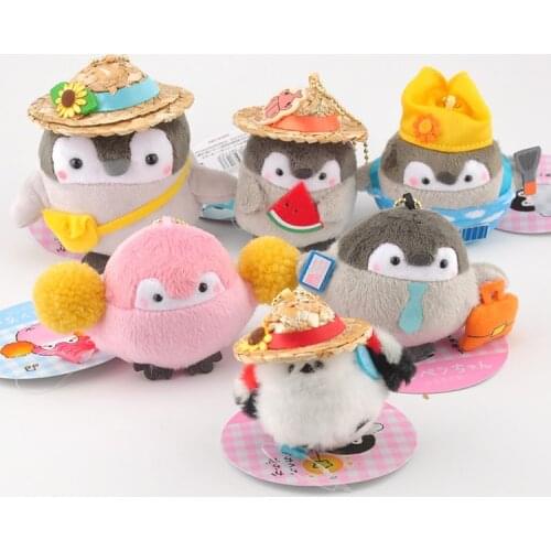 7 Styles Kawaii Positive Energy Straw Hat Penguin Plush Keychain Bag Pendant Backpack Hanging Keyring Toys Mini Soft Doll 6-10cm