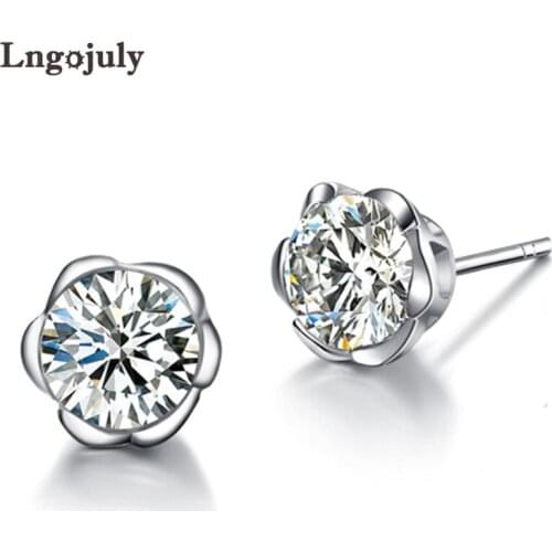 Genuine 100% 925 Sterling Silver Fine Jewelry Stud Earrings For Women Girlfriend Wedding Party Earring Silver 925 Jewelry Gifts