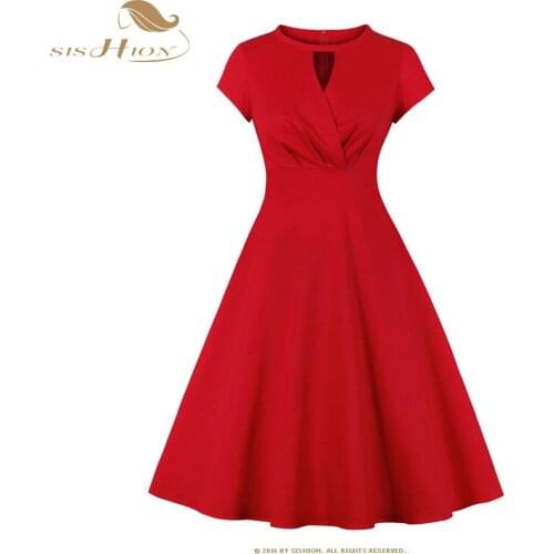 2021 New Design Casual Women Summer Dress Vestidos Robe Femme VD2068 Solid Color Short Sleeve Blue Red Vintage Dress Robe