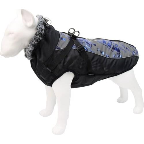 7.5-47.5kg Big Dog Jacket Pets Clothes Shepherd Dog Husky Outdoor Waterproof Reflective Vest Traction Belt Harness Winter Warm