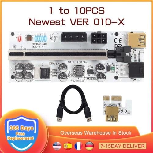 1/5/10 PCS PCI-E Riser Express 1X to 16X USB 3.0 Extender Card VER010-X SATA to 6Pin Cable Rise for Graphic Video Card Mining