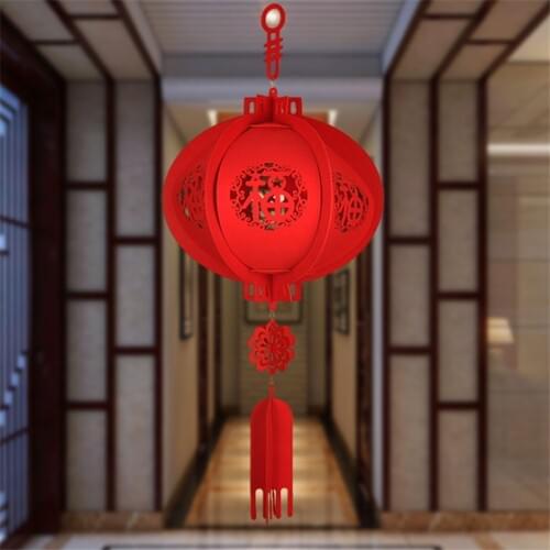 1PC Chinese Lantern DIY Non-Woven Red Palace Lantern 3D Chinese New Year Home Decorations Holiday Party Products