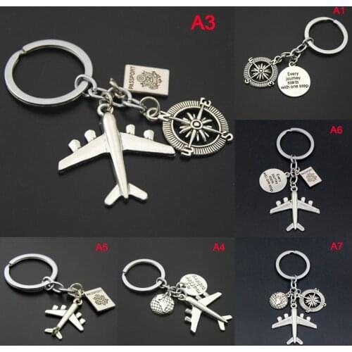 1PCS Diy Handmade Earth Airplane Keychains No Matter Where Pendant Travel Keyring Friendship Best Friend Jewelry
