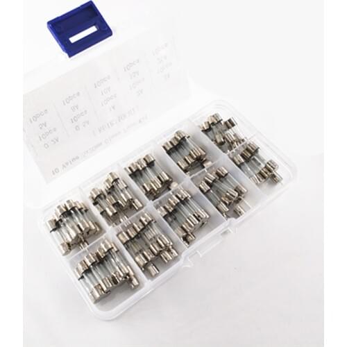 100pcs 5*20mm Electrical Assorted Fuse Amp Fast-blow Glass Fuse Mix Set Assorted With Box 0.2A 0.5A 1A 2A 3A 5A 8A 10A 15A 20A
