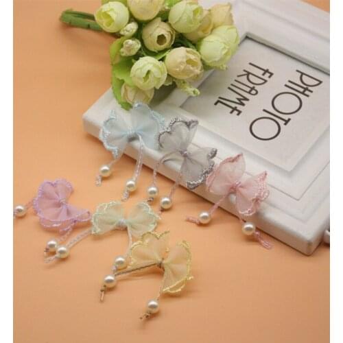 200pcs 4cm Small Handmade beaded flowers for wedding/party/Christmas DIY for girl craft