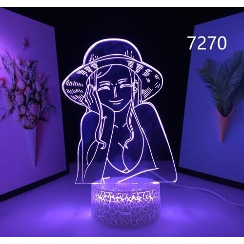 3D LED Night Light Newest Pirate Nico Robin for Kids Bedroom Decor Gift Lamp Japanese Anime Pirate Nico Robin Nightlights