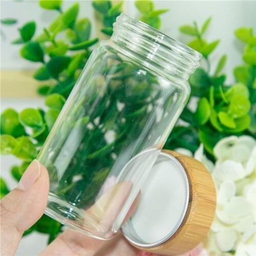 6units 100ml Glass Bottle with Aluminum Bamboo Double Deck Cap 100CC Glass Storage Jars Candy Food Leak proof Bottles