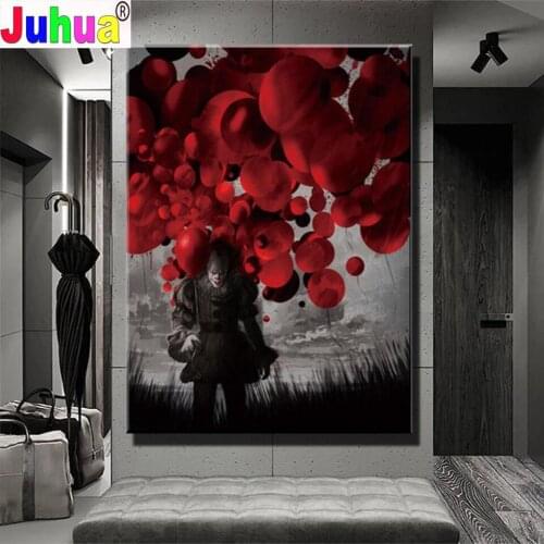 Halloween Art Diy Diamond Painting Full Square Round Drill"Horror Clown Character"3d Embroidery crystal Drill Handicraft Mosaic