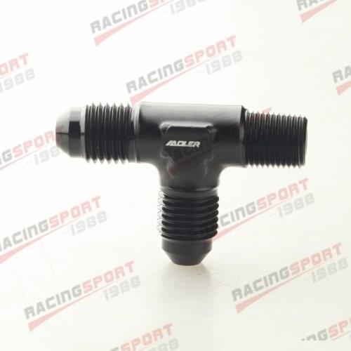 AN4 AN-4 To 1/8" NPT Pipe Flare Tee T-piece Fitting Adaptor Black