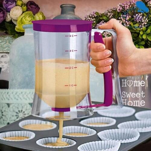 Cake Muffin Creep Cake Belgian Waffle Cup Pancake Cake Batter Dispenser Tool with Measurement Label Baking Accessories